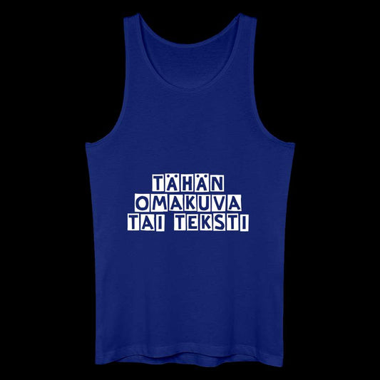 Miesten luomu-tanktoppi omalla kuvalla - kuninkaansininen