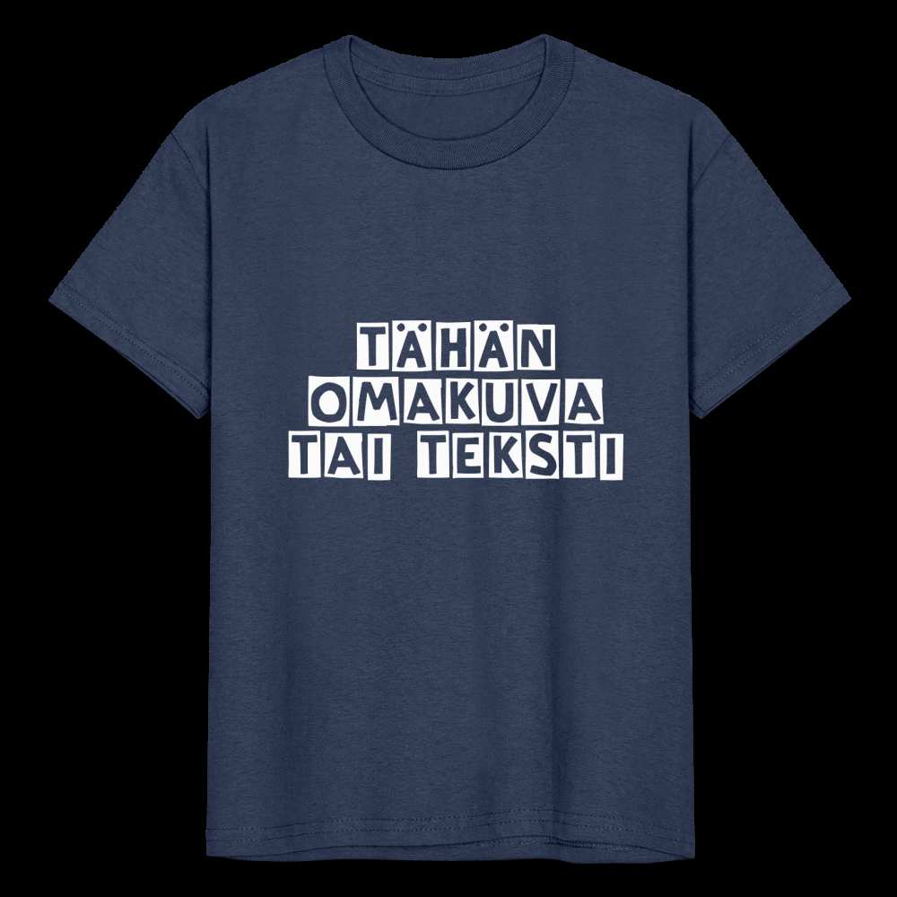 Nuorten Heavy Cotton t-paita omalla kuvalla - navy