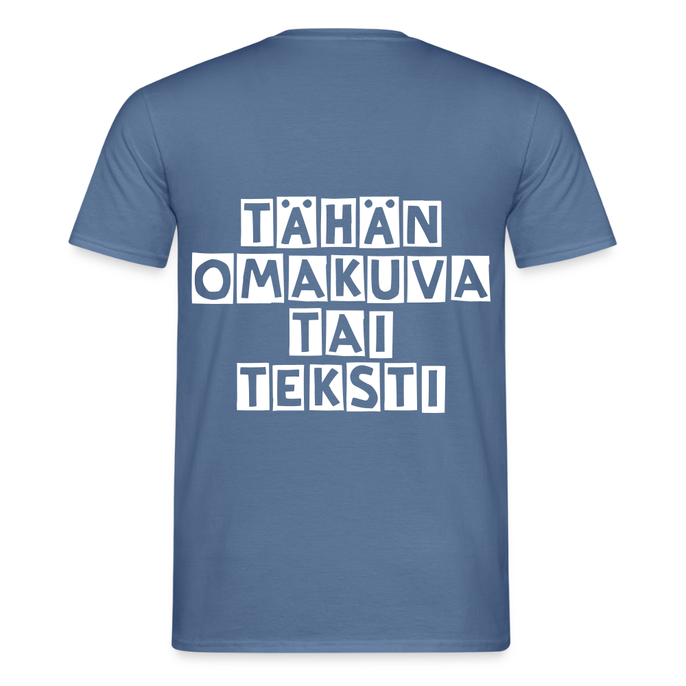 Miesten t-paita omalla kuvalla - kyyhkynsininen 