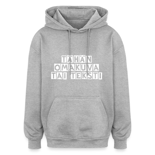 Unisex oversize huppari omalla kuvalla - harmaasävyinen