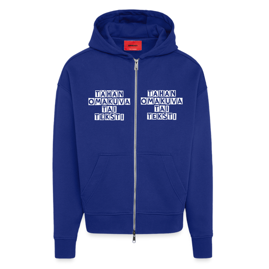 Heavyweight Oversized Organic hupparitakki omalla kuvalla. Made in EU - Iconic Blue