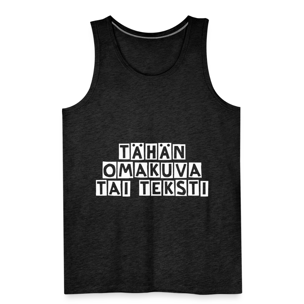 Miesten premium hihaton paita omalla kuvalla - hiilenharmaa