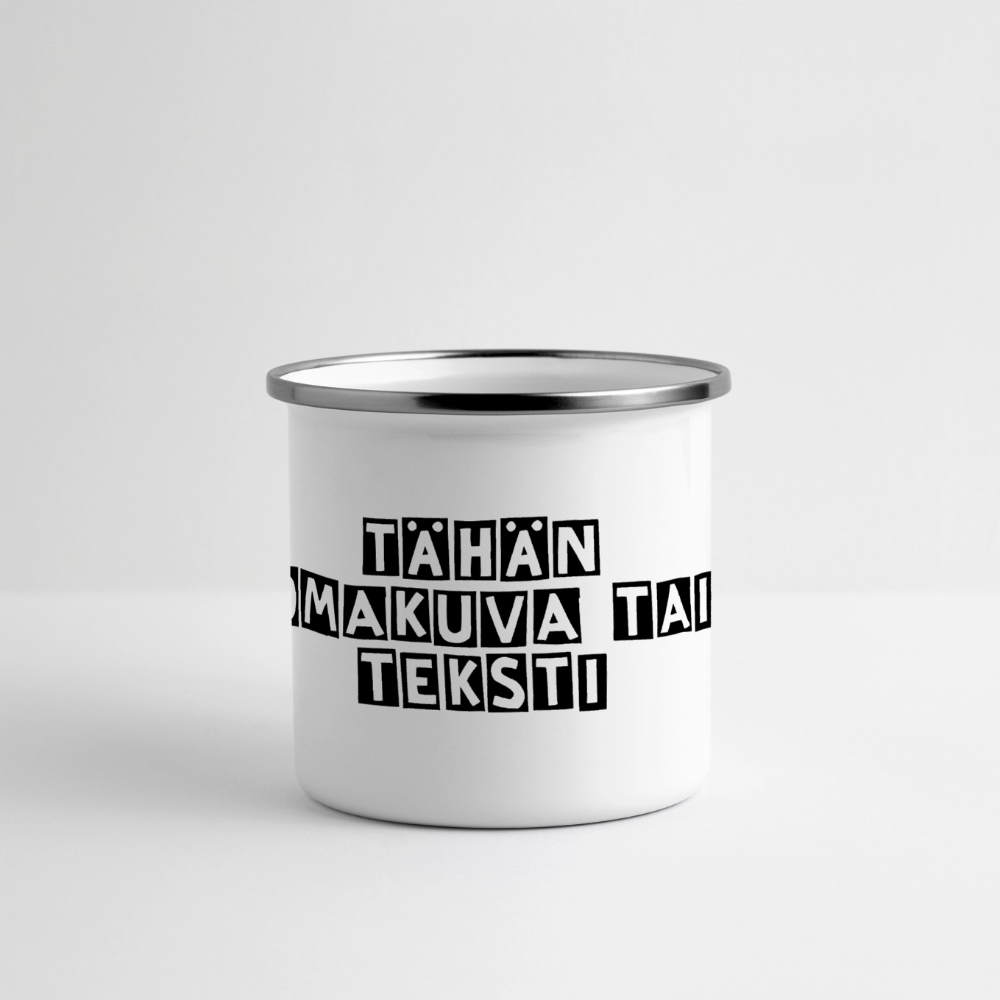 Panoraama-emalimuki omalla kuvalla - valkoinen