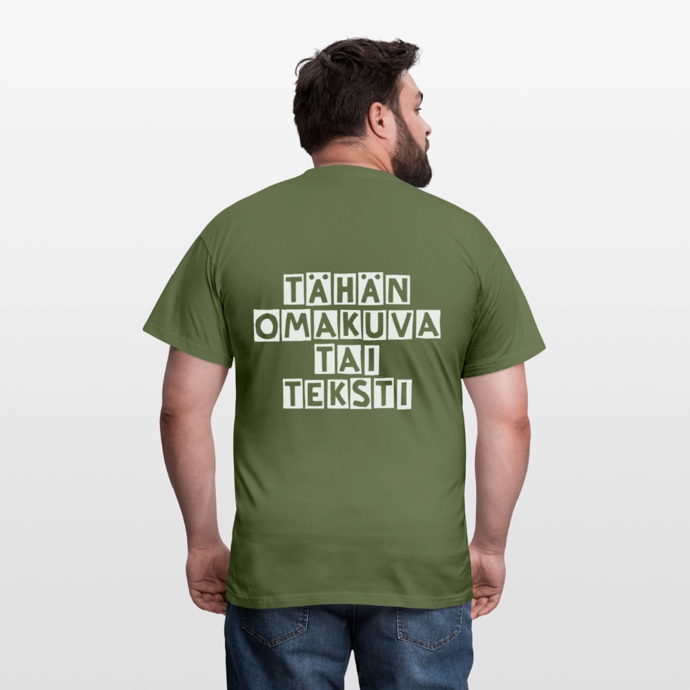 Miesten t-paita omalla kuvalla - armeijanvihreä