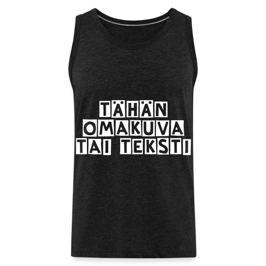 Miesten premium hihaton paita omalla kuvalla - hiilenharmaa