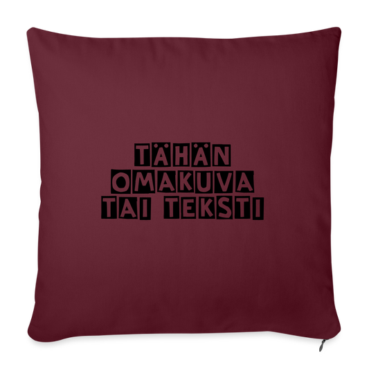 Sohvatyynyn päällinen omalla kuvalla 45 x 45 cm - burgundin punainen