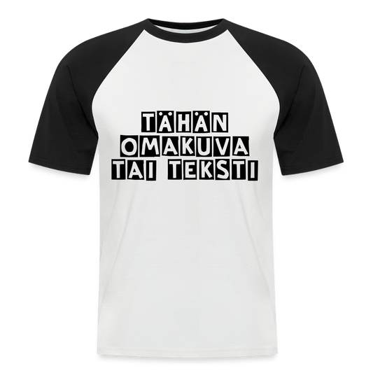 Miesten lyhythihainen baseballpaita omalla kuvalla - valkoinen/musta