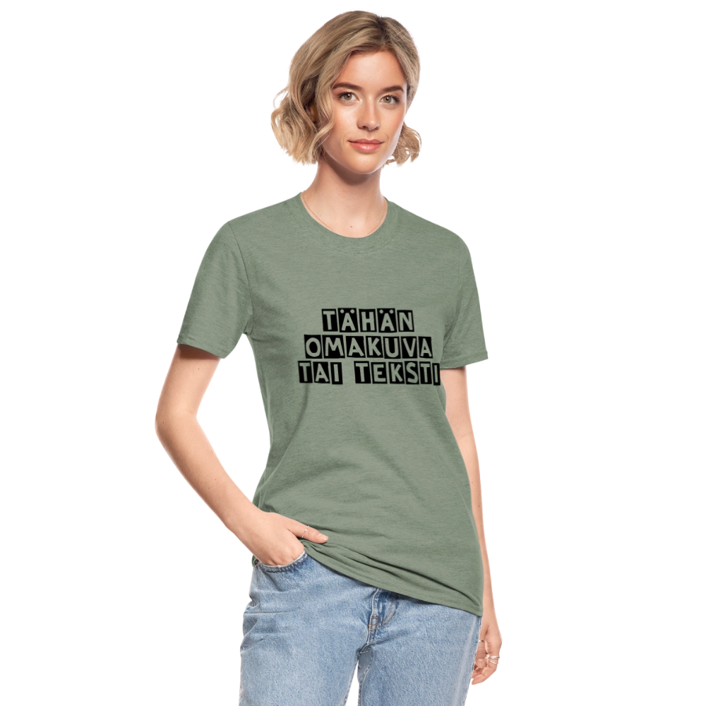 Unisex polypuuvilla t-paita omalla kuvalla - meleerattu armeijanvihreä