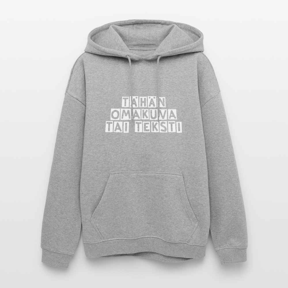 Unisex oversize huppari omalla kuvalla - harmaasävyinen