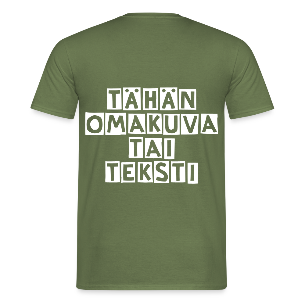Miesten t-paita omalla kuvalla - armeijanvihreä