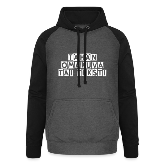 Unisex baseball-huppari omalla kuvalla - grafiitinharmaa/musta