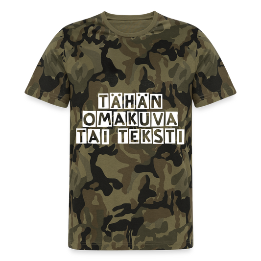 Miesten camo t-paita omalla kuvalla - maastoväri