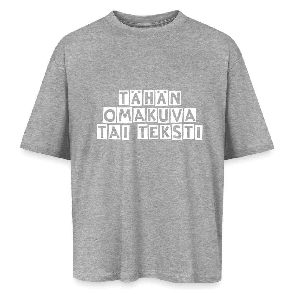 Oversized unisex t-paita omalla kuvalla - harmaasävyinen