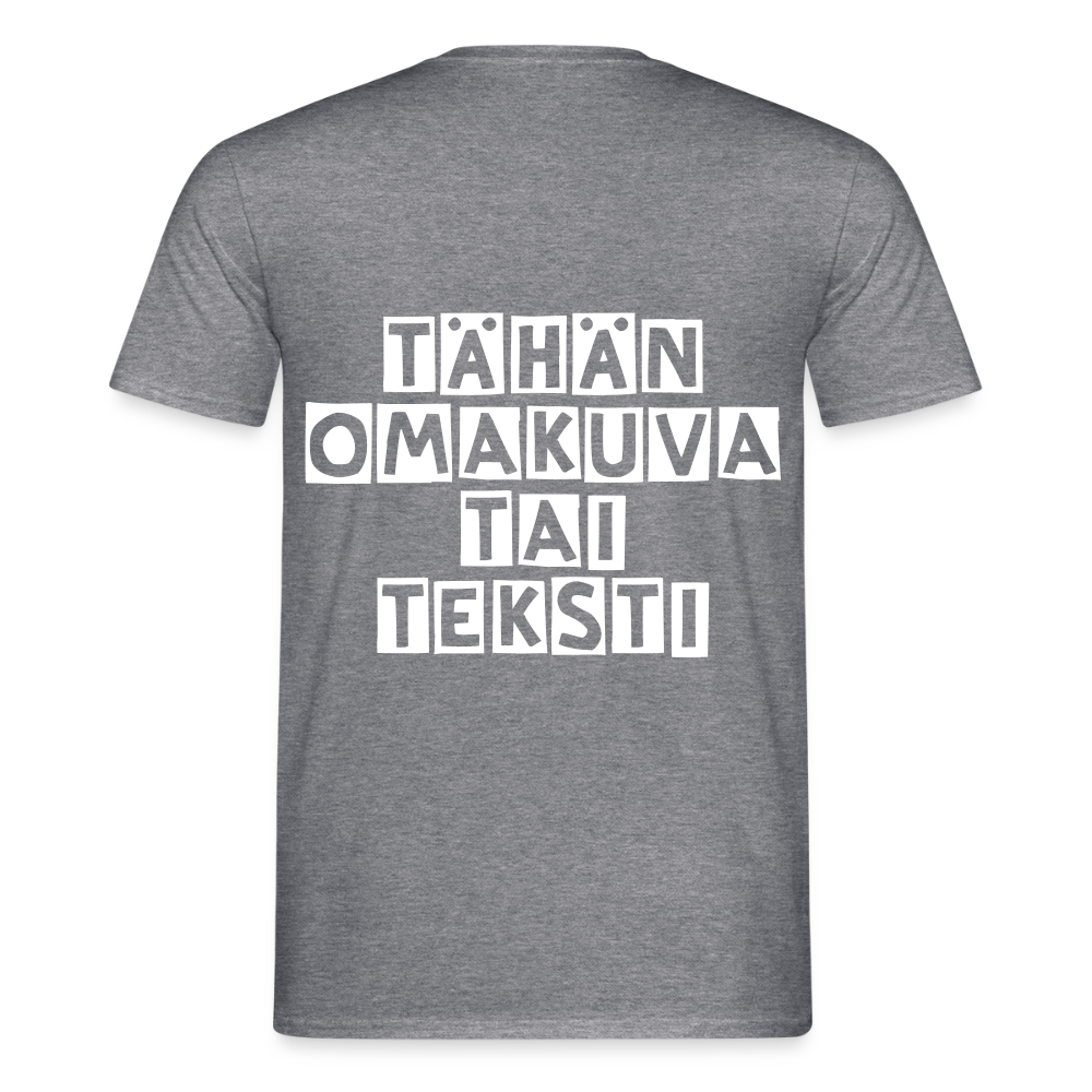 Miesten t-paita omalla kuvalla - grafiitti-meleerattu